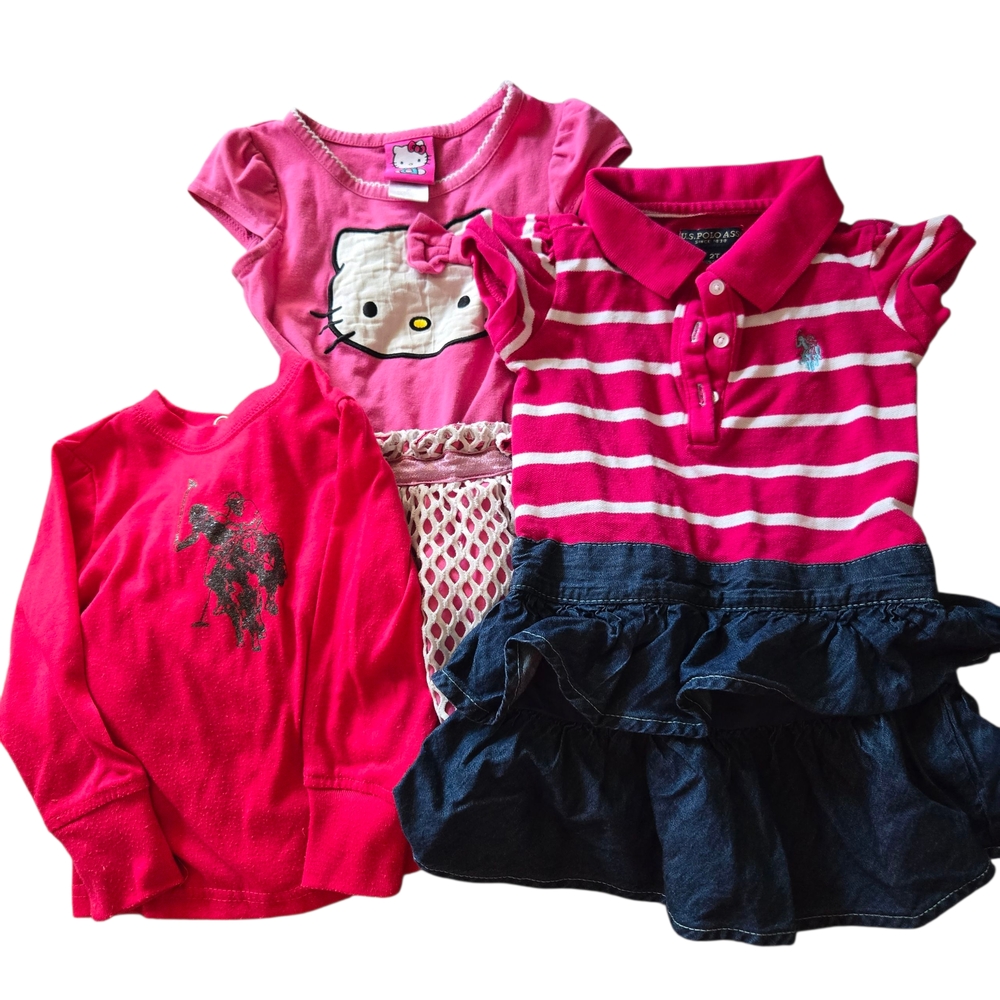 Hello Kitty U.S. Polo Assn. Lot of 3 Girls Clothes 24 Months Toddler denim skirt